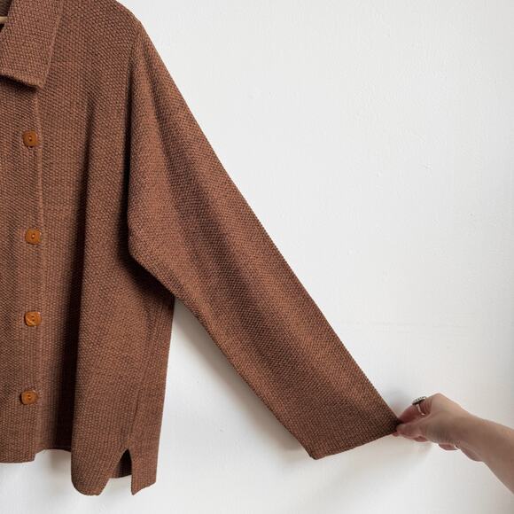 Vintage PRINCESS KNITWEAR Speckled Brown Double-Breasted Knit Cardigan Jacket - Picture 2 of 7
